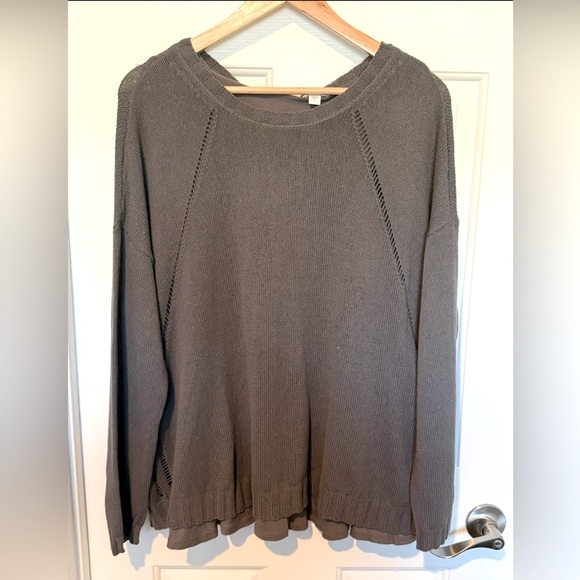 J.Jill Gray Knit Open-Back Sweater with Tie Detail Cozy Layered Long Sleeve NWT - Picture 8 of 8